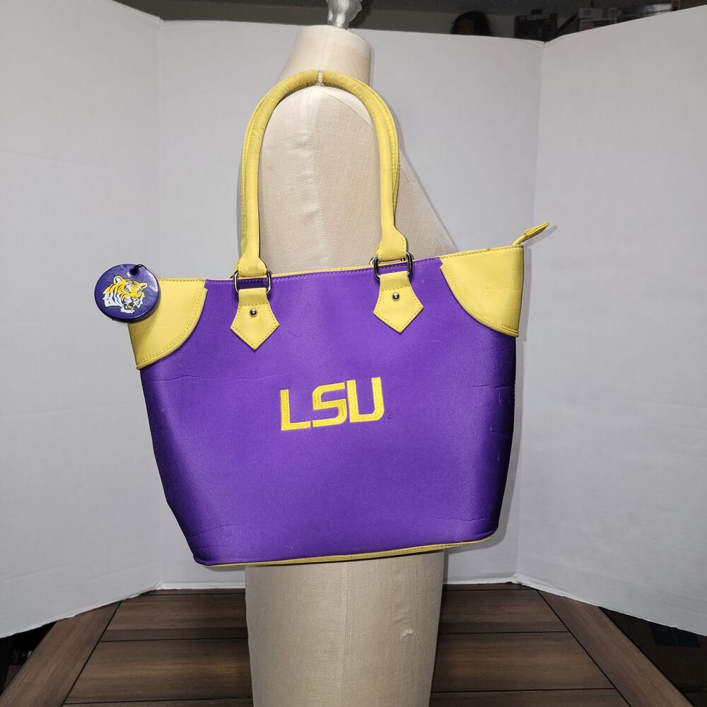 Sandol Purple & Yellow LSU Double Handle Purse